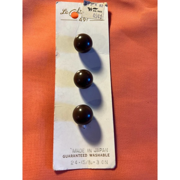 Vintage LeChic Brown Ball Buttons Set of 3 24mm (5/8") Made in Japan - Picture 1 of 3